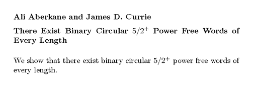 Plain TeX source file for the abstract.
