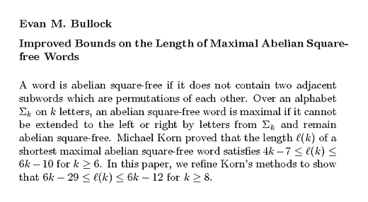 Plain TeX source file for the abstract.