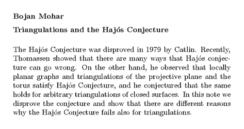 Plain TeX source file for the abstract.