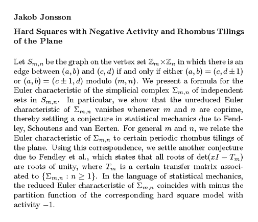 Plain TeX source file for the abstract.