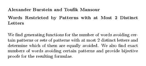Plain TeX source file for the abstract.