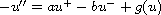 $-u''=a u^+ - b u^- +g(u)$